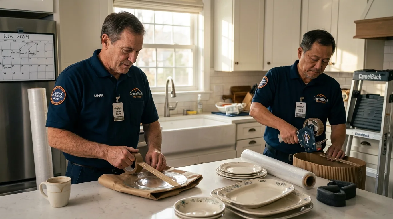 Professional crew packing kitchen dishware in White Hall, AR